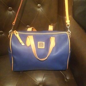 Dooney & Bourke Blue Barrel Pebble Leather Satchel Barrel Handbag